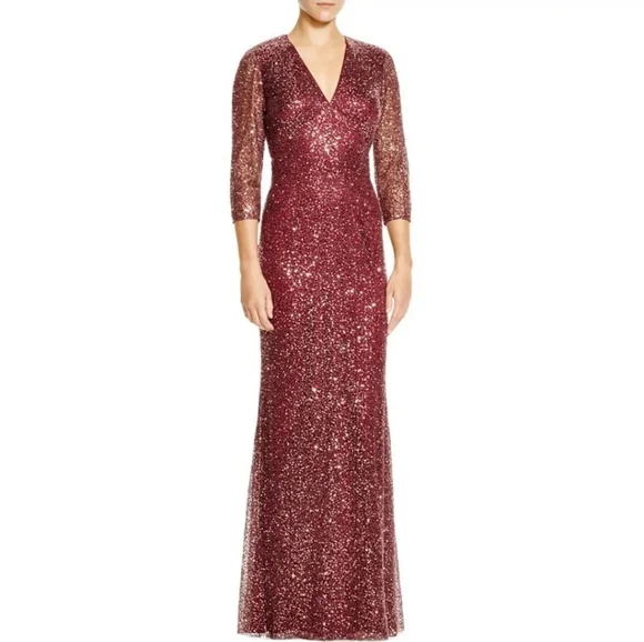 Kay Unger Gown Womens 6 Red Crochet Sequin - Picture 3 of 10